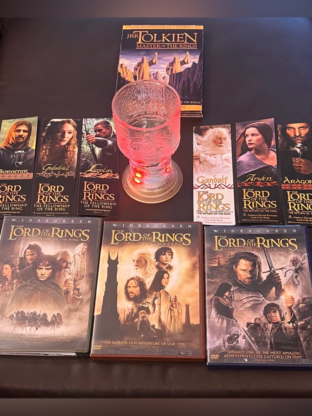 Lord of the Rings DVD Collection with Decorative Goblet-Clear with Red light.